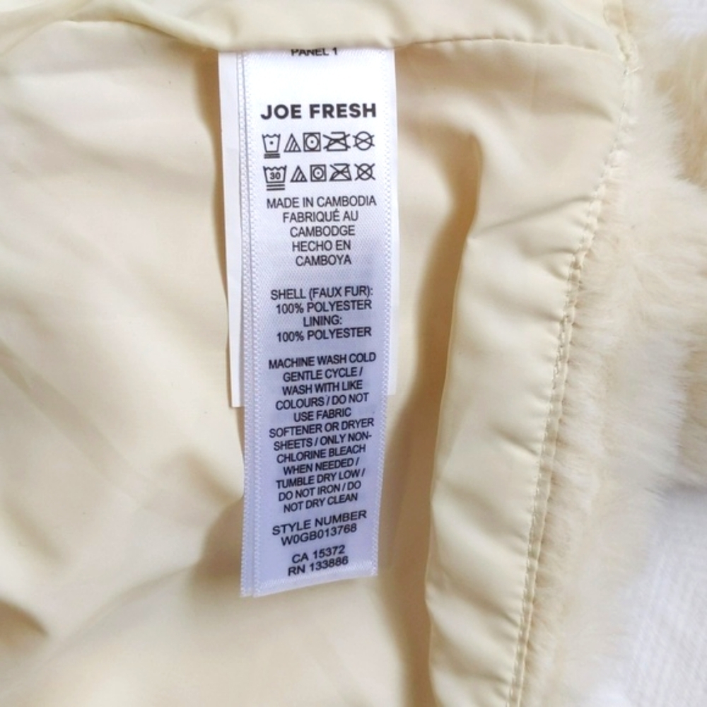joe fresh faux fur fully lined snap close jacket 3-6 months baby girl - Picture 5 of 6